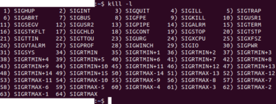Signal list of kill command on Terminal in Ubuntu