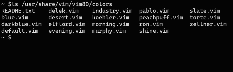 写真：Vimで利用可能な配色セット